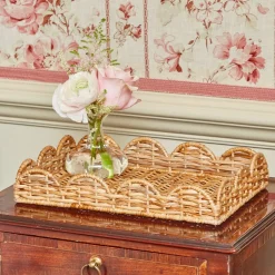 Trays | Trays<Mrs. Alice Small Scalloped Rattan Tray