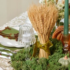 Autumn Decorations<Mrs. Alice Small Wheat Sheaf with Green Velvet Bow (Pair)