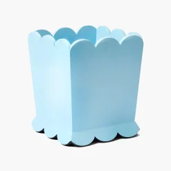 For Her | For Him<Mrs. Alice Soft Blue Scalloped Lacquer Waste Paper Bin