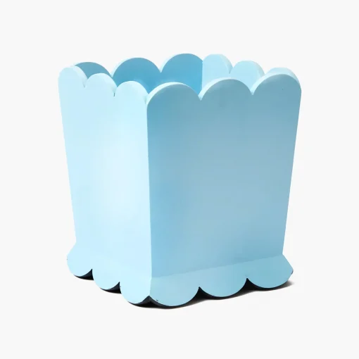 For Her | For Him<Mrs. Alice Soft Blue Scalloped Lacquer Waste Paper Bin