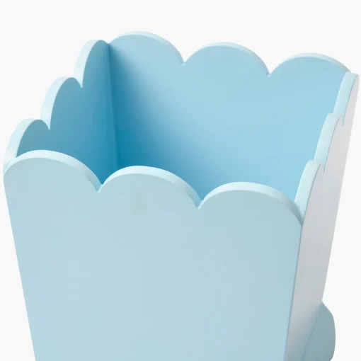 For Her | For Him<Mrs. Alice Soft Blue Scalloped Lacquer Waste Paper Bin