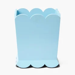 For Her | For Him<Mrs. Alice Soft Blue Scalloped Lacquer Waste Paper Bin