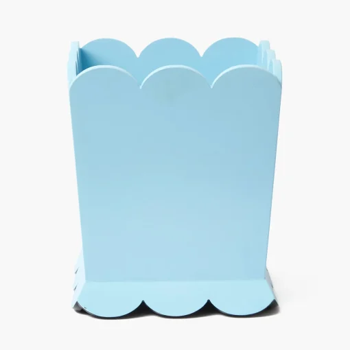 For Her | For Him<Mrs. Alice Soft Blue Scalloped Lacquer Waste Paper Bin