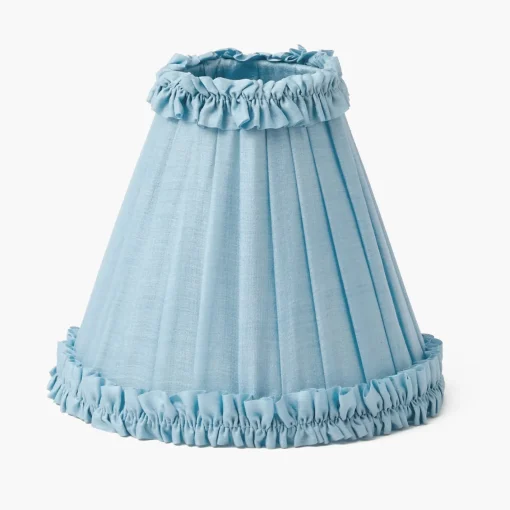 Lampshades<Mrs. Alice Soft Blue Silk Frilled Lampshade (18cm)