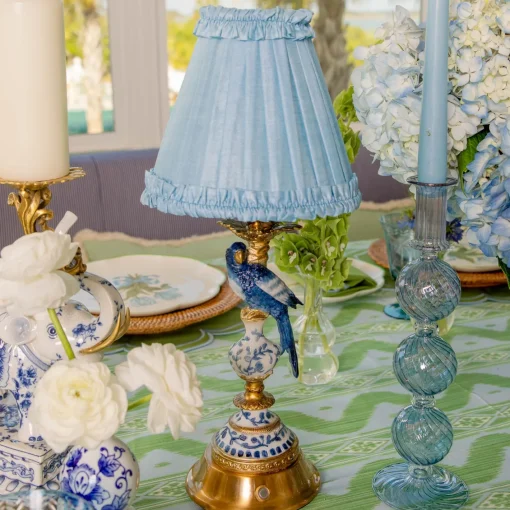 Lampshades<Mrs. Alice Soft Blue Silk Frilled Lampshade (18cm)