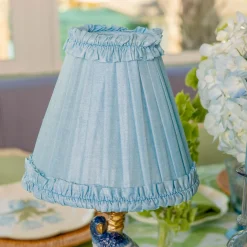 Lampshades<Mrs. Alice Soft Blue Silk Frilled Lampshade (18cm)