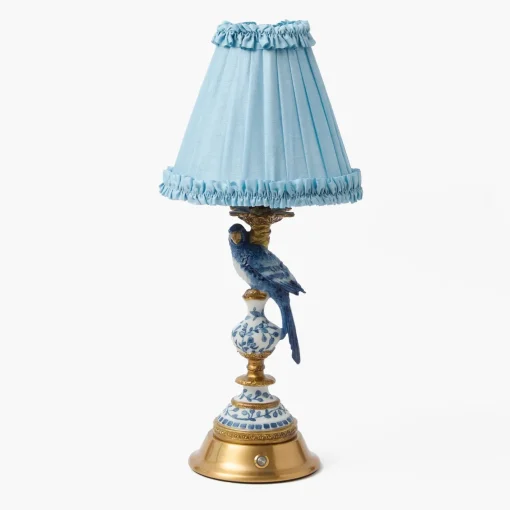 Lampshades<Mrs. Alice Soft Blue Silk Frilled Lampshade (18cm)