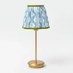 Rechargeable Table Lamps | For Her<Mrs. Alice Tall Rechargeable Lamp with Blue & Green Ikat Shade (18cm)