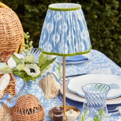 Rechargeable Table Lamps | For Her<Mrs. Alice Tall Rechargeable Lamp with Blue & Green Ikat Shade (18cm)