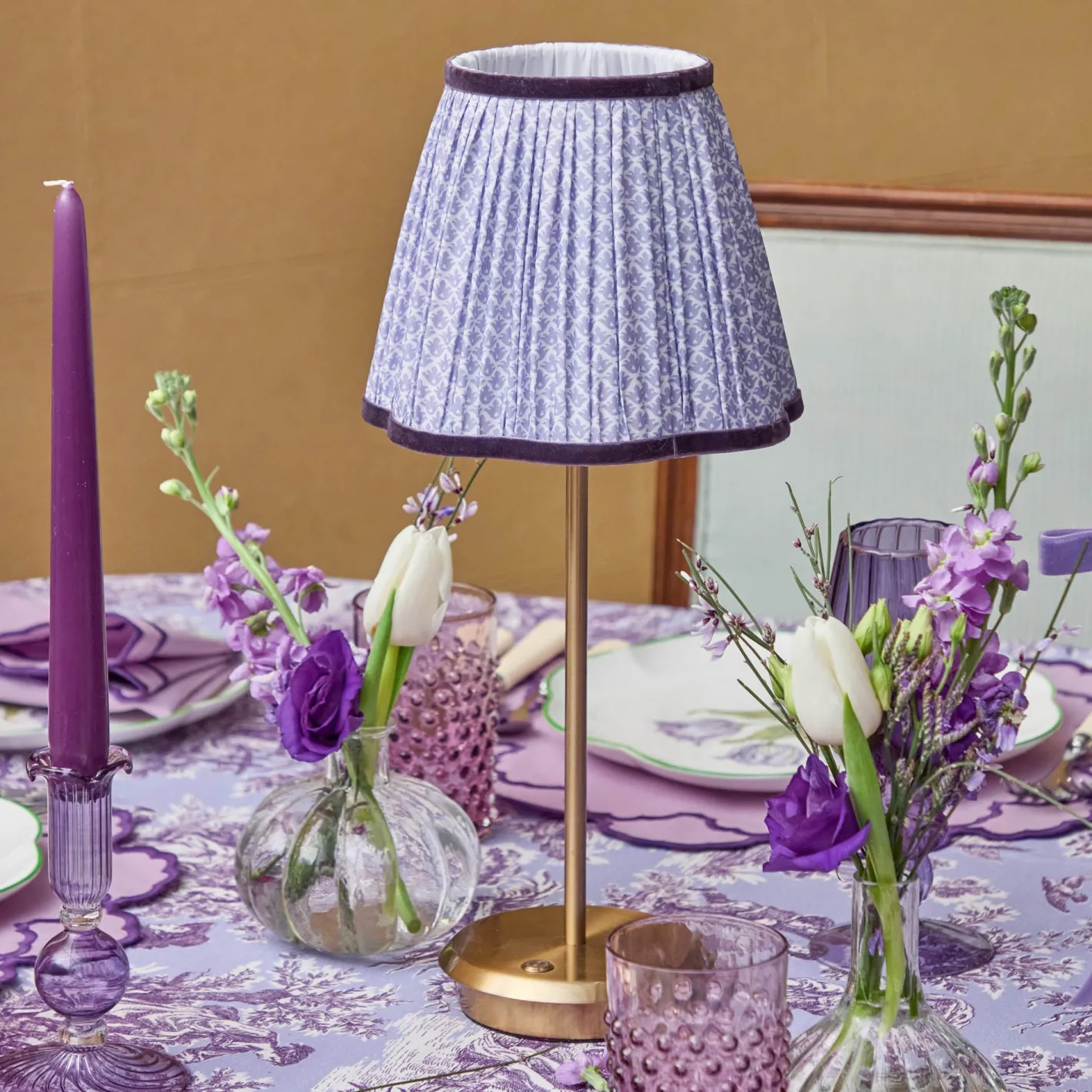 Rechargeable Table Lamps<Mrs. Alice Tall Rechargeable Lamp with Lilac Lotus Shade (18cm)
