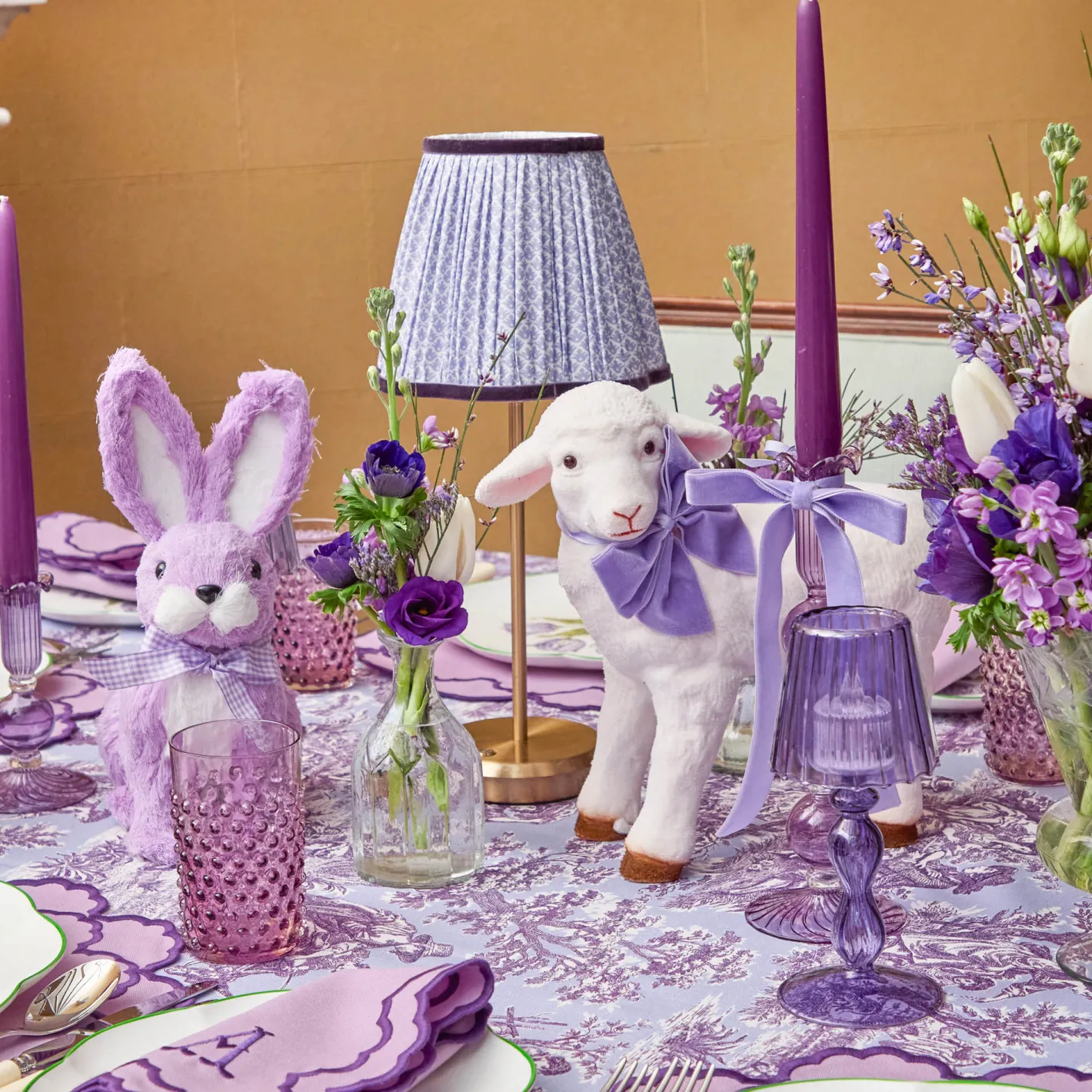 Rechargeable Table Lamps<Mrs. Alice Tall Rechargeable Lamp with Lilac Lotus Shade (18cm)