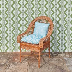 Serena Fresson Fabrics<Mrs. Alice Turquoise Ikat Stripe Fabric