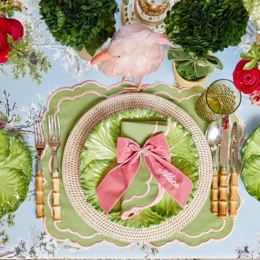 Placemats<Mrs. Alice Valérie Green & Pink Placemats (Set of 4)