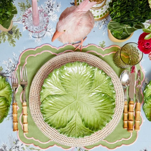 Placemats<Mrs. Alice Valérie Green & Pink Placemats (Set of 4)