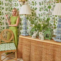 Furniture | Furniture<Mrs. Alice Vivienne Rattan Chair with Ikat Seat Pad Cushion
