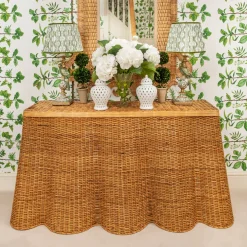 Furniture | Furniture<Mrs. Alice Vivienne Rattan Scalloped Console Table
