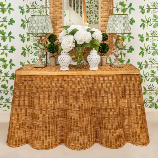 Furniture | Furniture<Mrs. Alice Vivienne Rattan Scalloped Console Table