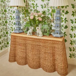 Furniture | Furniture<Mrs. Alice Vivienne Rattan Scalloped Console Table