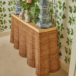 Furniture | Furniture<Mrs. Alice Vivienne Rattan Scalloped Console Table