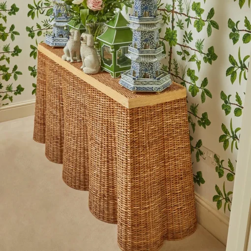 Furniture | Furniture<Mrs. Alice Vivienne Rattan Scalloped Console Table