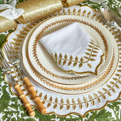 Napkins<Mrs. Alice White & Gold Laurel Napkins (Set of 4)