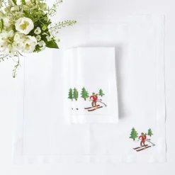 Napkins<Mrs. Alice White Embroidered Skier Napkins (Set of 4)