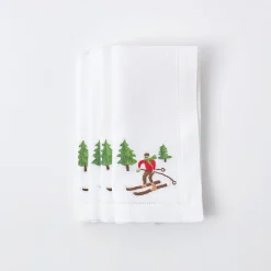 Napkins<Mrs. Alice White Embroidered Skier Napkins (Set of 4)