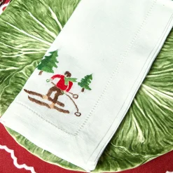 Napkins<Mrs. Alice White Embroidered Skier Napkins (Set of 4)