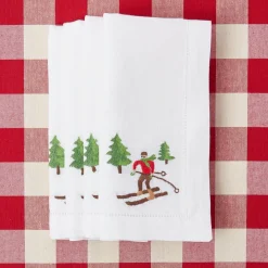 Napkins<Mrs. Alice White Embroidered Skier Napkins (Set of 4)