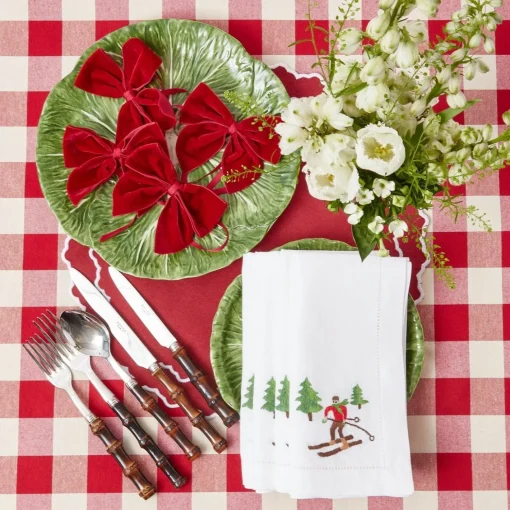 Napkins<Mrs. Alice White Embroidered Skier Napkins (Set of 4)