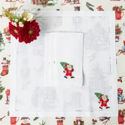 Napkins<Mrs. Alice White Hand Embroidered Father Christmas Napkins (Set of 4)