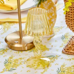 Summer Candleware | Candle Holders<Mrs. Alice Yellow Glass Lantern Tea Light Holder (Pair) - 18cm