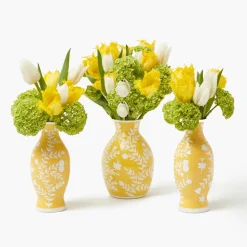 Vases | Vases & Planters<Mrs. Alice Yellow Hand Painted Tole Bud Vases (Set of 3)