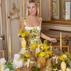 Vases | Vases & Planters<Mrs. Alice Yellow Hand Painted Tole Bud Vases (Set of 3)