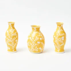 Vases | Vases & Planters<Mrs. Alice Yellow Hand Painted Tole Bud Vases (Set of 3)